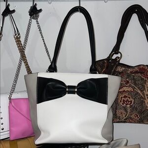 Elegant Black and White Bow Tote Bag